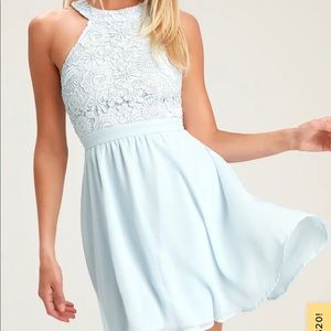 NEW Light Blue Lace Skater Dress